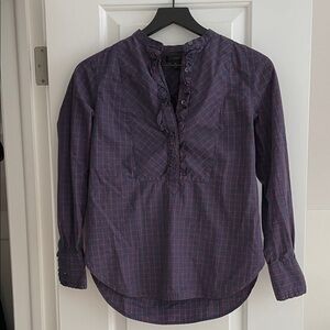 J. Crew Purple and Red Plaid Blouse